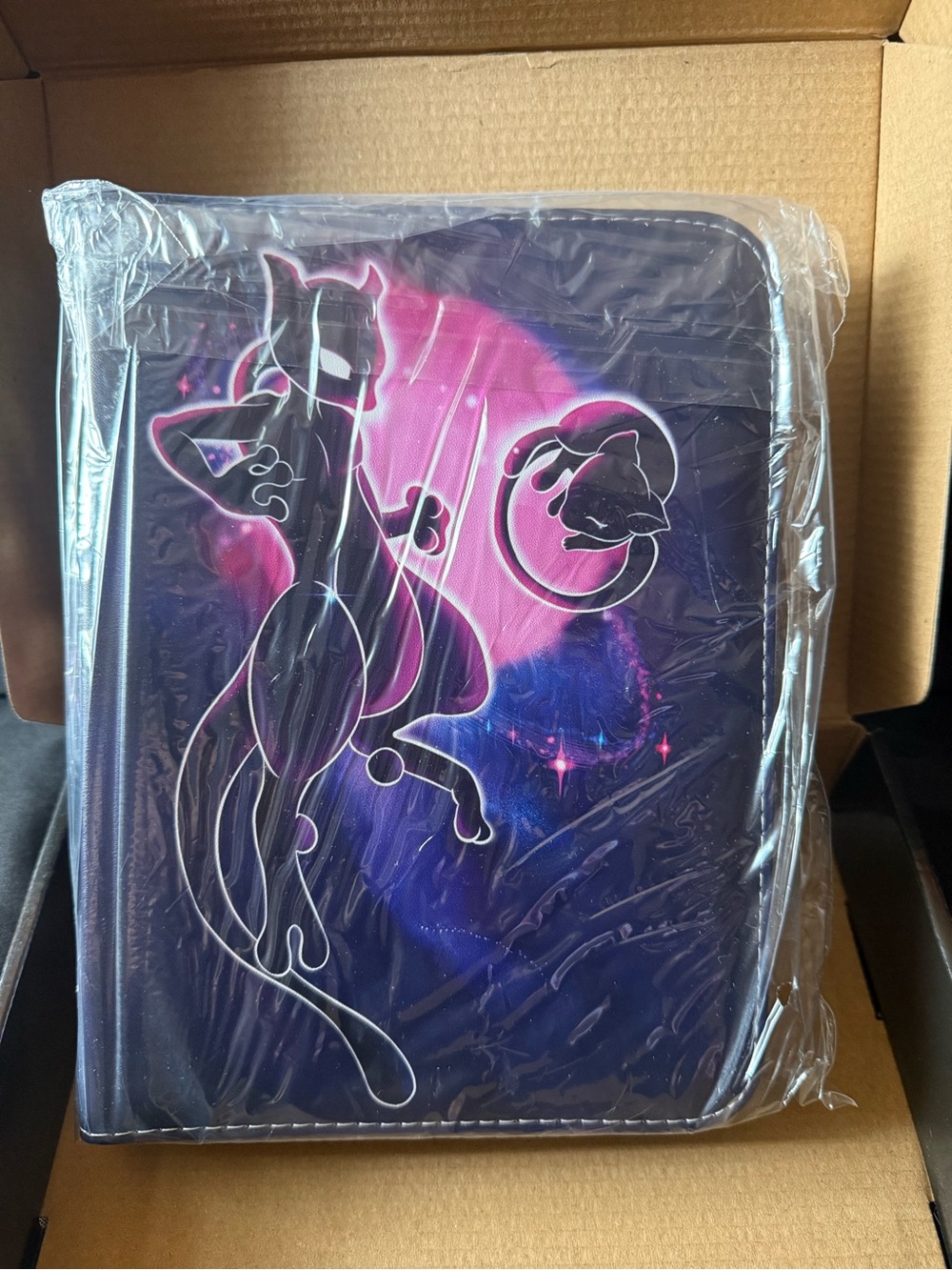 New Pokémon Mewtwo/Mew Dual Art Card Zip Binder - Pink & Purple Galaxy